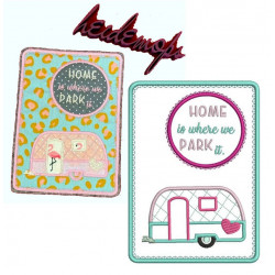 Stickdatei ITH - MugRug "Home is where we park it" Camping